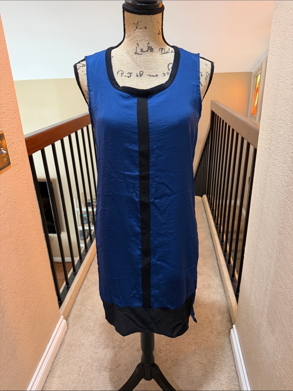 Kenneth Cole Royal Blue Sleeveless Midi with Black Panel - Picture 3 of 5